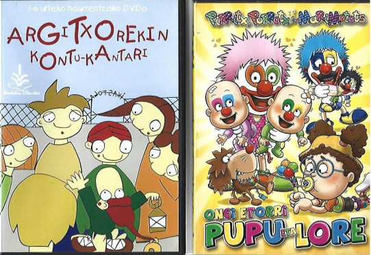 6 DVD's EUSKARAZ : 3 Pirritx Porrotx Marimotos / Hartz Txiki / Argitxorekin Kontu-Kantari / Pippi Galtzaluze