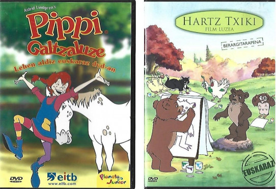 6 DVD's EUSKARAZ : 3 Pirritx Porrotx Marimotos / Hartz Txiki / Argitxorekin Kontu-Kantari / Pippi Galtzaluze