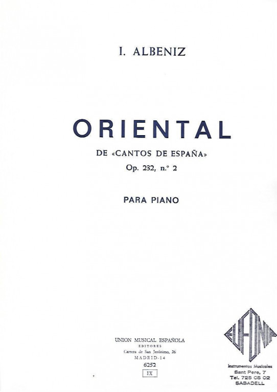 ALBENIZ.  DE 'CANTOS DE ESPAÑA'  Op. 232, nº 2