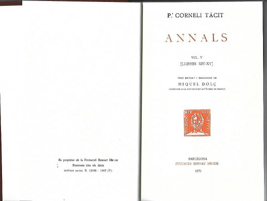 ANNALS, V  (Tacit)
