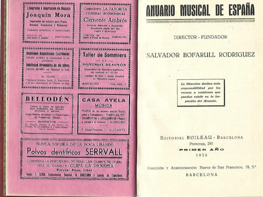 ANUARIO MUSICAL DE ESPAÑA (1930)
