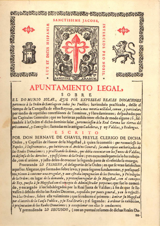 APUNTAMIENTO LEGAL SOBRE EL DOMINIO SOLAR DE LA ORDEN DE SANTIAGO EN TODOS SUS PUEBLOS