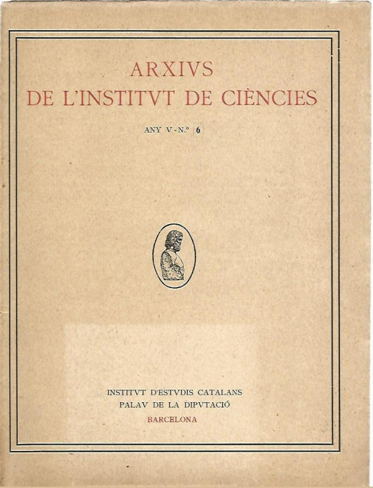 ARXIUS DE L'INSTITU D'ESTUDIS CATALANS Any V - Nº, 6