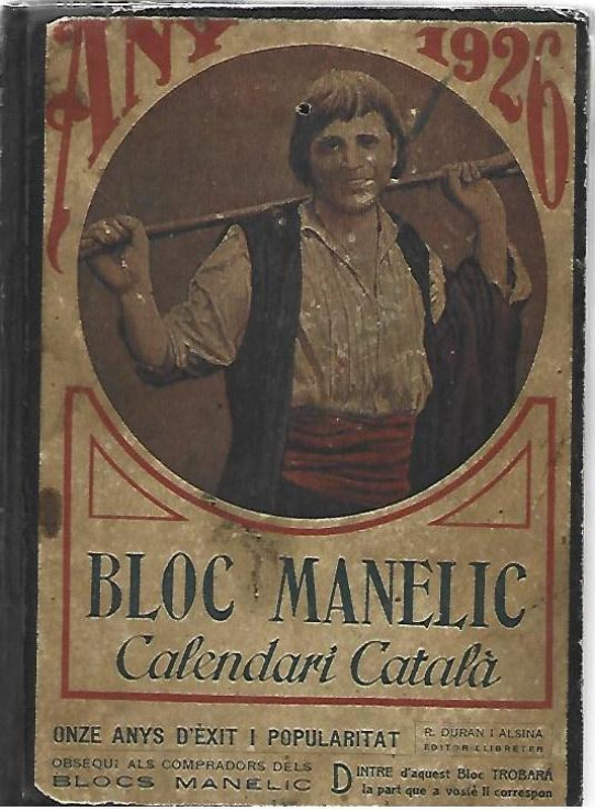 BLOC MANELIC CALENDARI CATALÀ ANY 1926