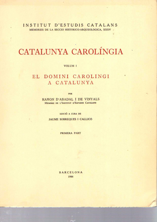 CATALUNYA CAROLÍNGIA VOLUM I