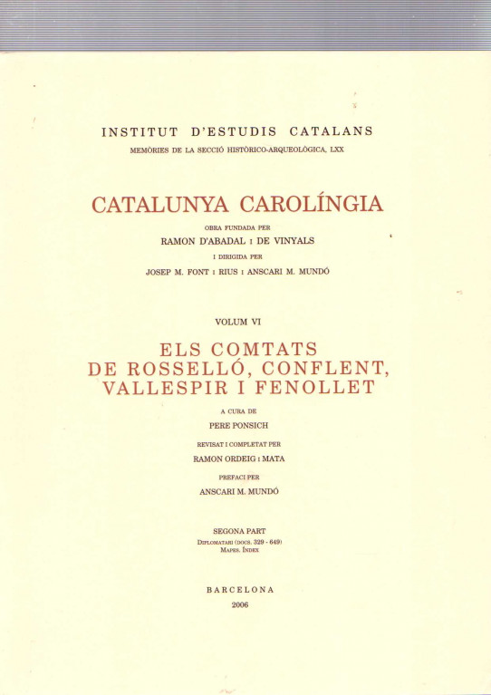 CATALUNYA CAROLINGIA VOLUM VI 2ª PART