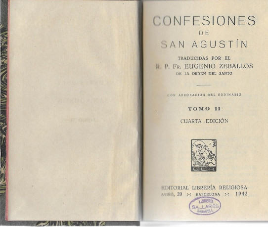 CONFESIONES DE SAN AGUSTIN TOMO II 4ª edición