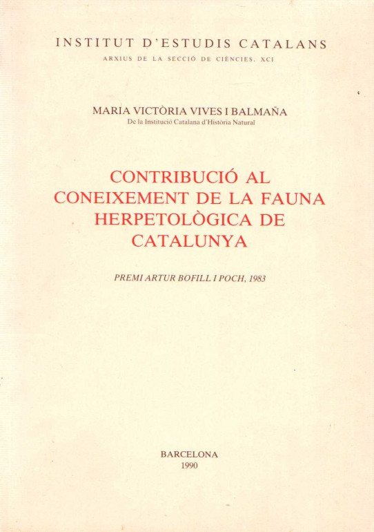 CONTRIBUCIÓ AL CONEIXEMENT DE LA FAUNA HERPETOLÒGICA DE CATALUNYA