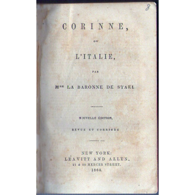 Corinne, ou, L'Italie / Mme. La baronne de Staël