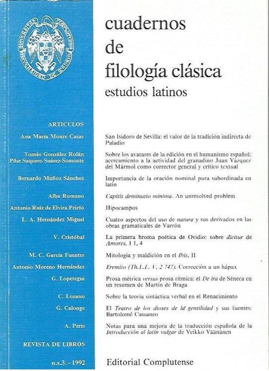 CUADERNOS DE FILOLOGIA CLÁSICA. ESTUDIOS LATINOS. n.s.3