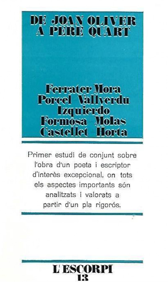 DE JOAN OLIVER A PERE QUART