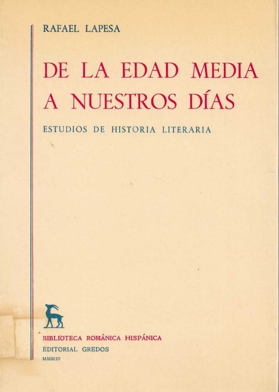 De la Edad Media a nuestros días. Estudios de Historia Literaria.