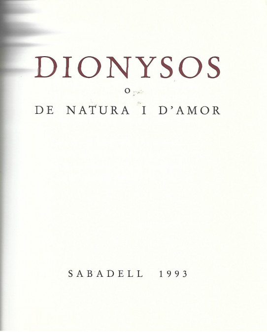 DIONYSOS O DE NATURA I D'AMOR