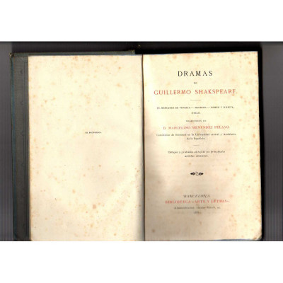 Dramas de Guillermo Shakspeare / Shakespeare, William , traducción de Marcelino Menéndez Pelayo