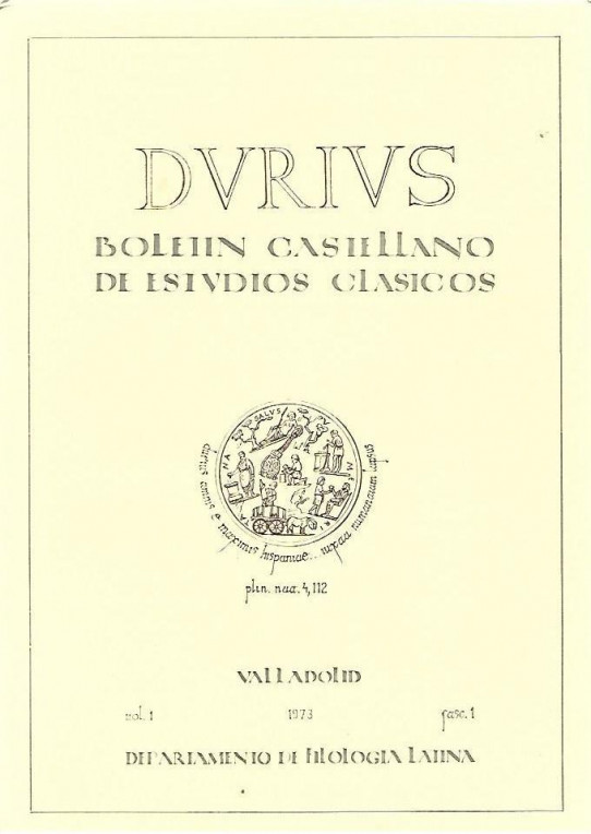 DURIUS. Boletin castellano de estudios clasicos. Departamento de filologia latina. Volumen 1 fasc.1.