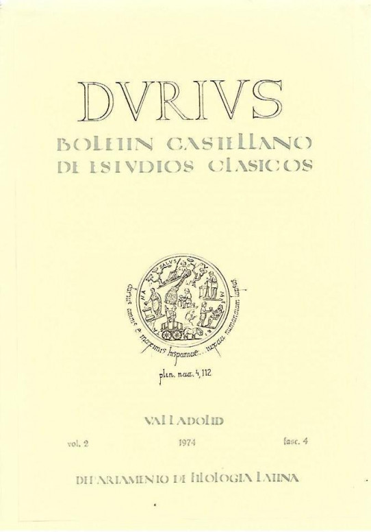 DURIUS. Boletin castellano de estudios clasicos. Departamento de filologia latina. Volumen 2 fasc.4