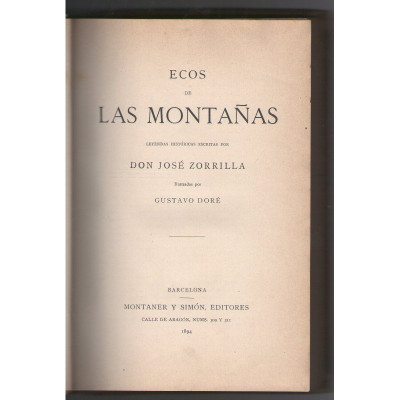 Ecos de las montañas : leyendas históricas / José Zorrilla