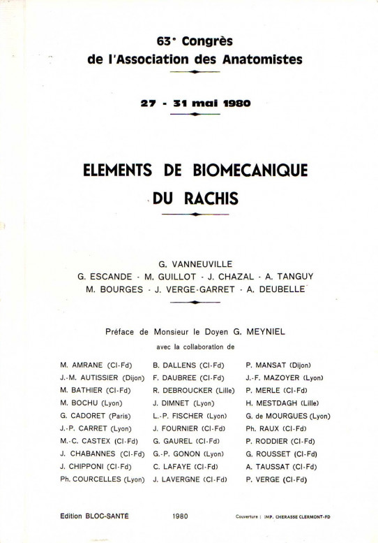 ELEMENTS DE BIOMECANIQUE DU RACHIS