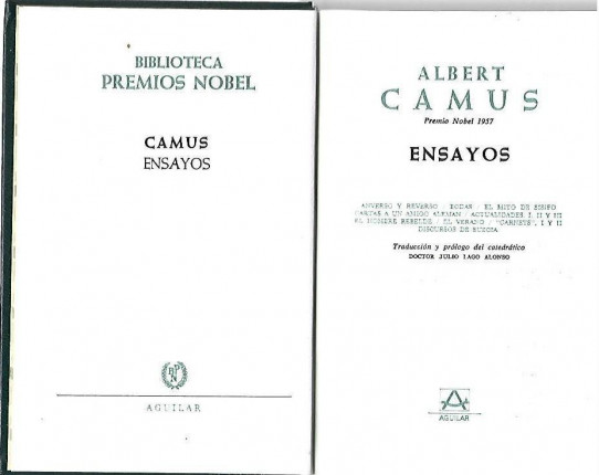 ENSAYOS ALBERT CAMUS  (Premio Nobel 1957)