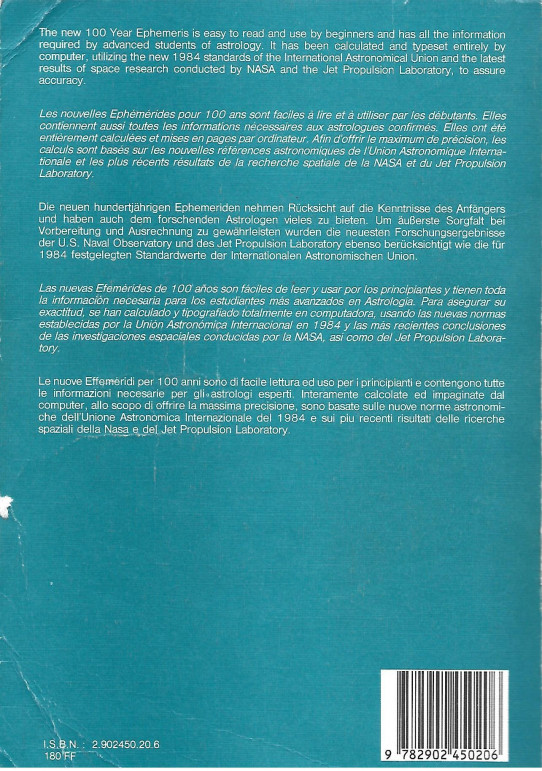 EPHEMERIS 1900-2000 OH TDT (MIDNIGHT) ENGLISH-FRANÇAIS-DEUTSCH-ITALIANO-ESPAÑOL