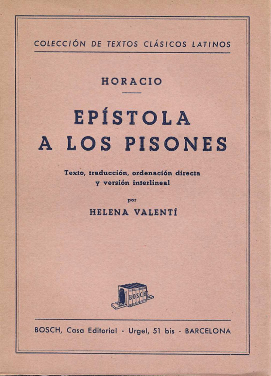 Epístola a los Pisones. Colección textos clásicos latinos.