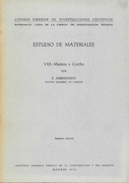 Estudio de Materiales. VIII.- Madera y Corcho.