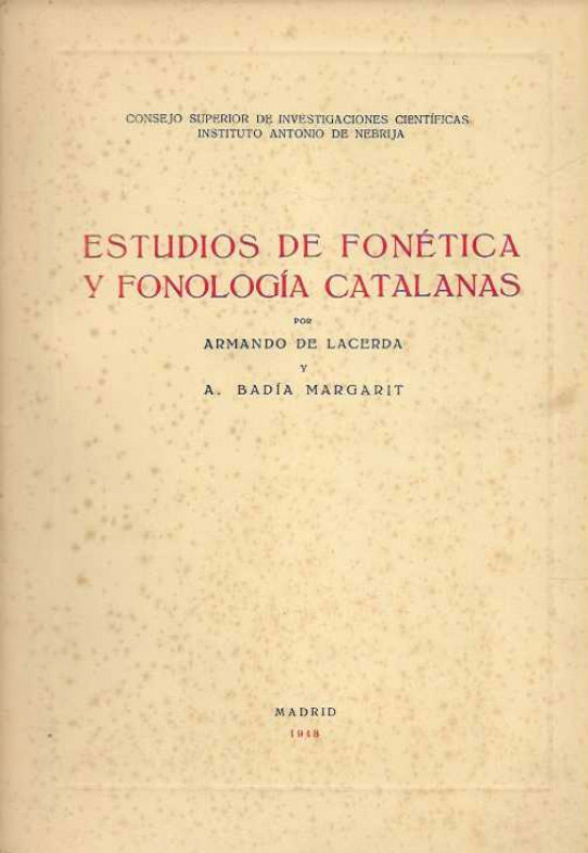 ESTUDIOS DE FONETICA Y FONOLOGIA CATALANAS