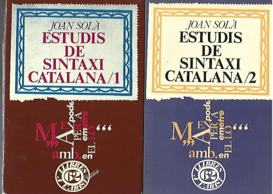 ESTUDIS DE SINTAXI CATALANA Volums 1 i 2.