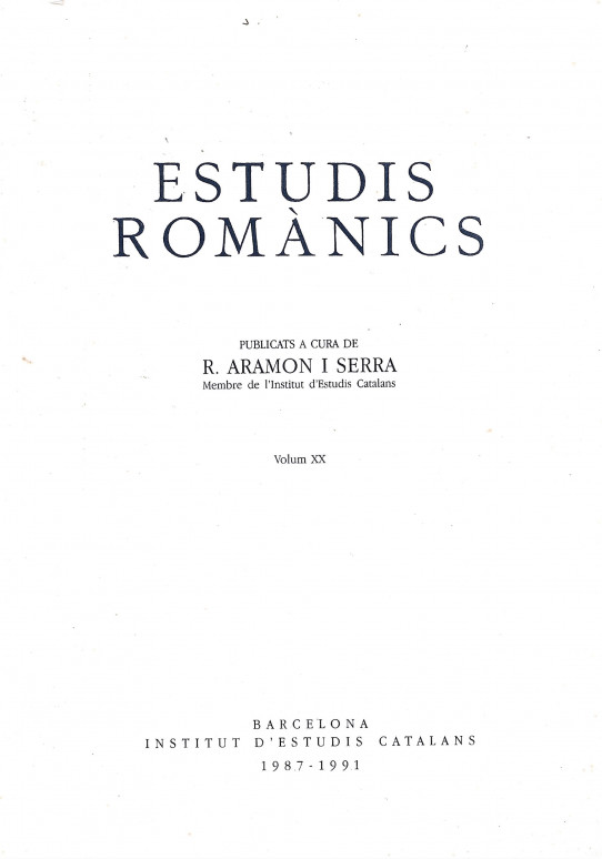 ESTUDIS ROMANICS Volum XX (1987-1991)