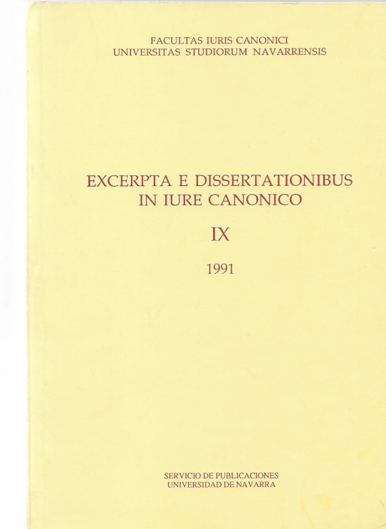 EXCERPTA E DISSERTATIONIBUS IN IURE CANONICO IX 1991