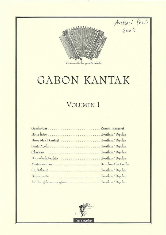 GABON KANTAK. Volumen 1. Versiones fáciles para Acordeón