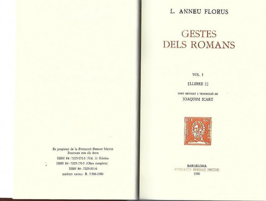 GESTES DELS ROMANS 2 Volums (I i II)  (Anneu Florus)