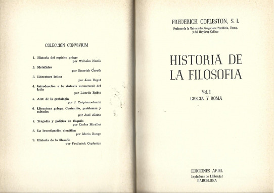 HISTORIA DE LA FILOSOFIA Volumen I GRECIA Y ROMA