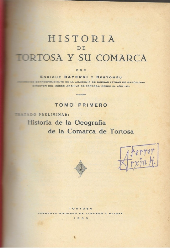 HISTORIA DE TORTOSA Y SU COMARCA 8 volumenes