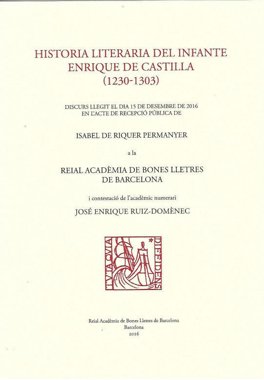 HISTORIA LITERARIA DEL INFANTE RNTIQUE DE CASTILLA (1230-1303)