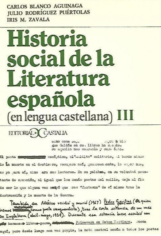 HISTORIA SOCIAL DE LA LITERATURA ESPAÑOLA (VOLÚMENES I, II y III)  En lengua castellana