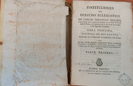 INSTITUCIONES DE DERECHO ECLESIATICO. Parte Primera