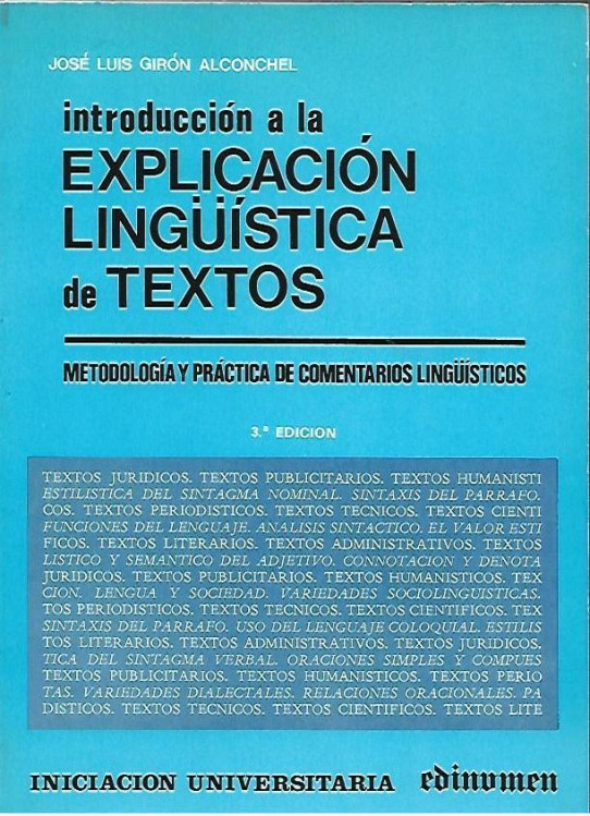 INTRODUCCIÓN A LA EXPLICACIÓN LINGÜÍSTICA DE TEXTOS