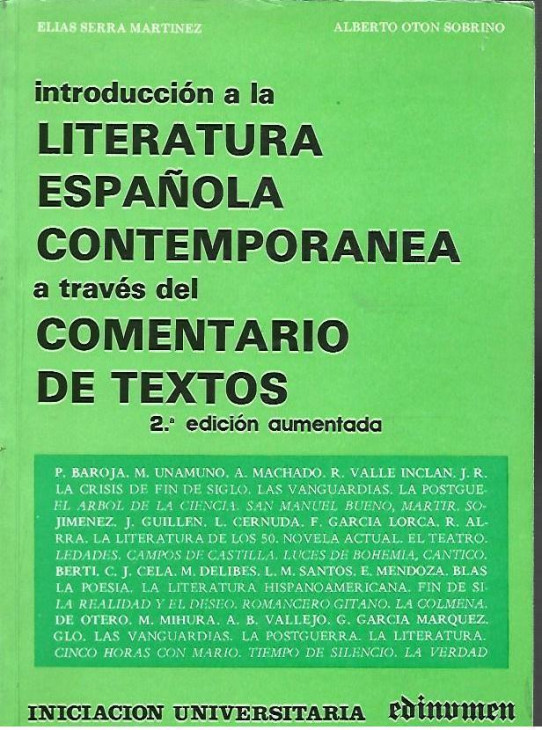 INTRODUCCIÓN A LA LITERATURA ESPAÑOLA CONTEMPORÁNEA A TRAVÉS DEL COMENTARIO DE TEXTOS