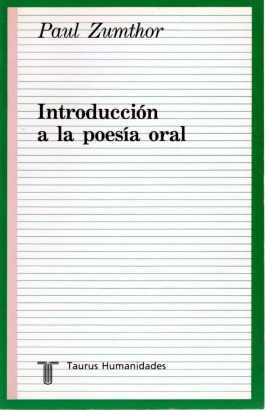 INTRODUCCIÓN A LA POESÍA ORAL