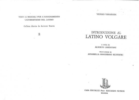 INTRODUZIONE AL LATINO VOLGARE   (Introducción al latin vulgar)