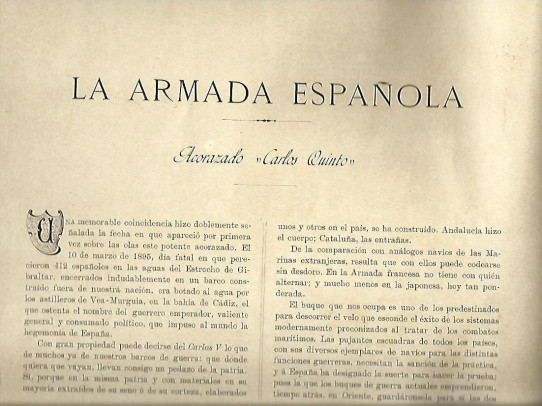 LA ARMADA ESPAÑOLA. Reproducción por fotocromograbadob de los principales tipos de buques de nuestra Marina de Guerra