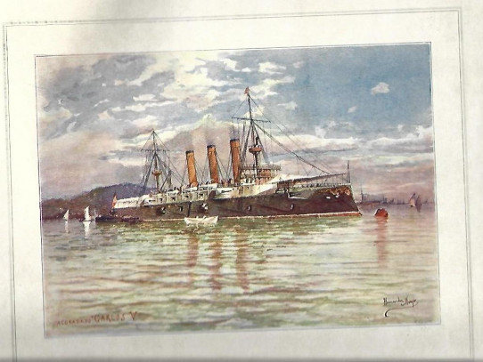 LA ARMADA ESPAÑOLA. Reproducción por fotocromograbadob de los principales tipos de buques de nuestra Marina de Guerra