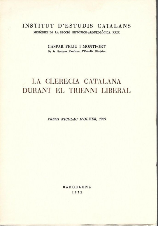 LA CLERECIA CATALANA DURANT EL TRIENNI LIBERAL