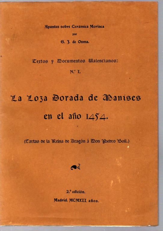 LA LOZA DORADA DE MANISES EN EL AÑ O1454