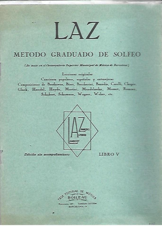 LAZ  Metodo graduado de solfeo Libro V