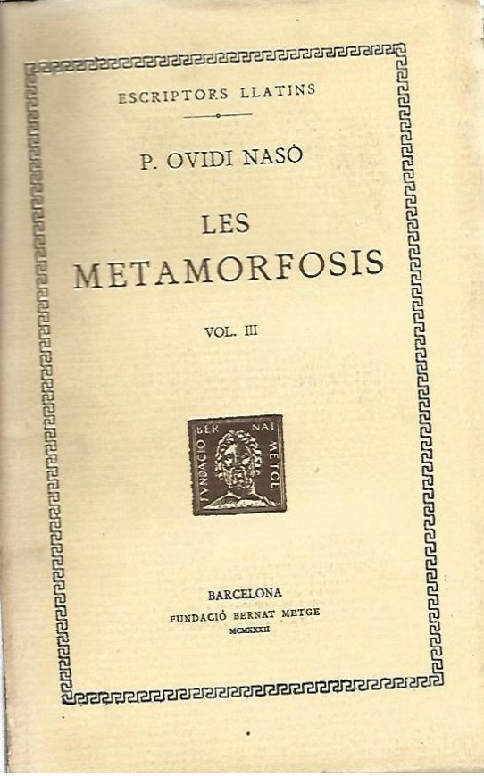 LES METAMORFOSIS Volum III  (Ovidi)