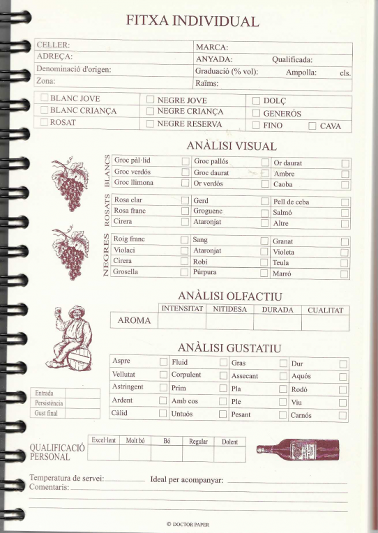Llibre de vins.