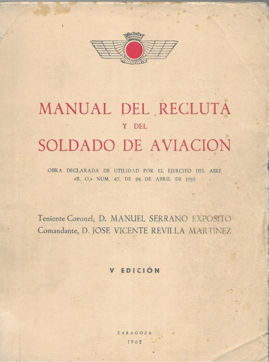 MANUAL DEL RECLUTA Y DEL SOLDADO DE AVIACIÓN Vª edicion