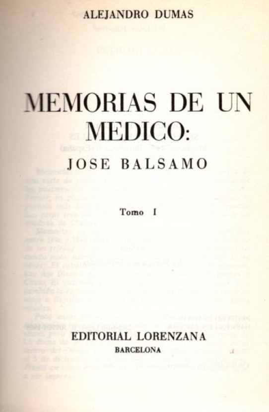 MEMORIAS DE UN MÉDICO: JOSE BALSAMO (2 VOLÚMENES)